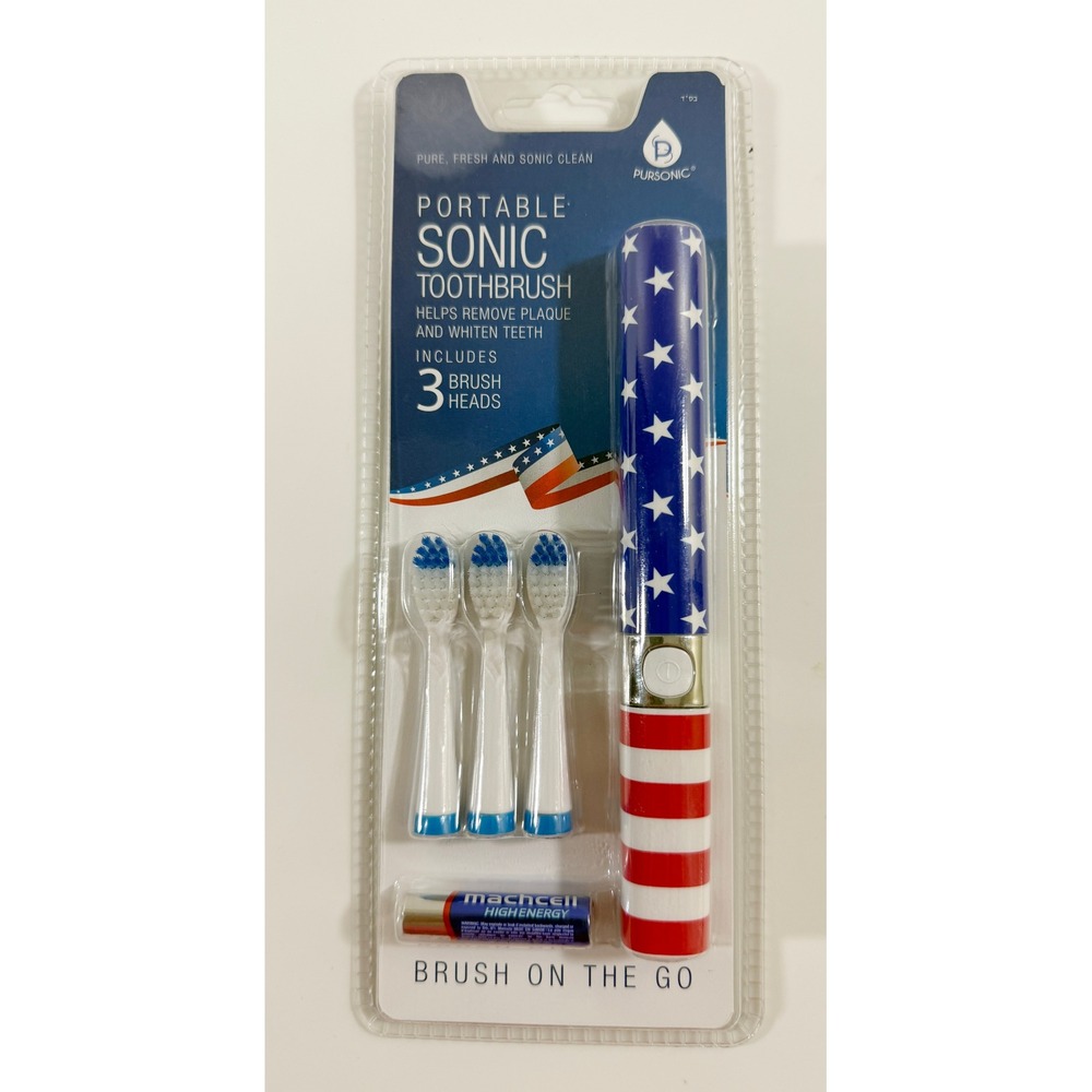 Pursnic Sonic Toothbrush With 3 Brush Heads Red/White And Blue